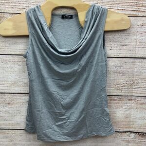 Amore All.F.Y Women's Gray Cowl Neck Stretch Tank Top Size Large New Made in USA